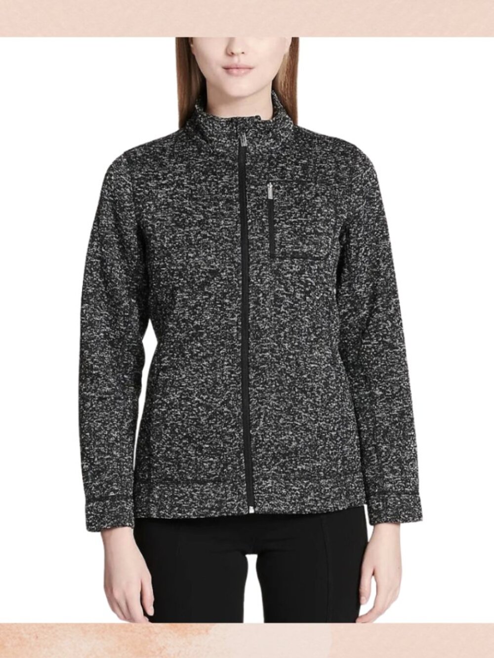 Calvin Klein Black Heathered Fleece Front Zip Jacket